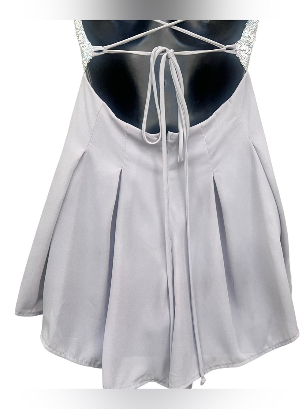 Lucy in the Sky Silver Sequin Open Back Romper Size Small Party Festival - Picture 10 of 12